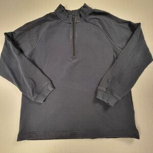 Public Rec Men's Medium Pima‎ Cotton Pullover Navy Mock Neck Sweatshirt  read